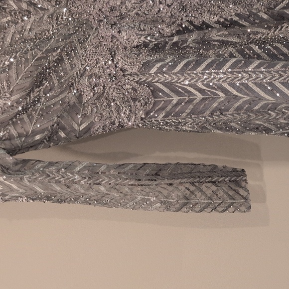 Mac Duggal 20189 Embellished Illusion Long Sleeve Wrap Over A Line size 4 - Picture 10 of 14
